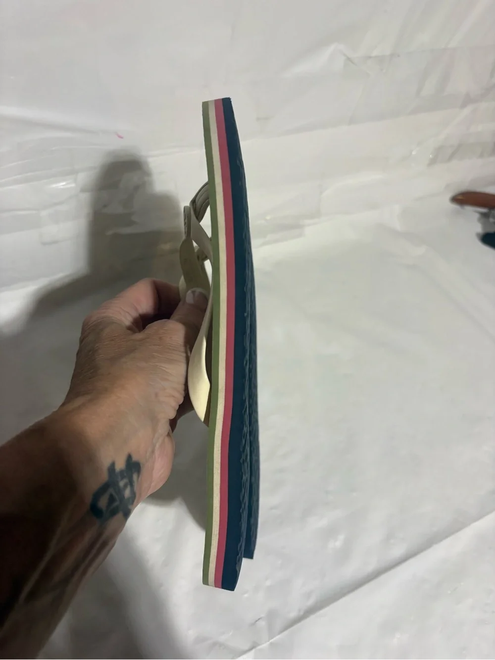 Tory Burch Cream Logo Thong Sandals